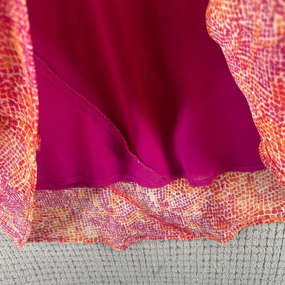 CDC Caren Desiree Company Maxi Dress 14 Orange Pink Sleeveless Lined Abstract - Picture 7 of 11